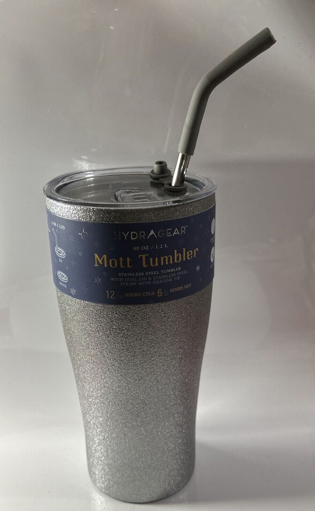 Hydragear 40 oz Silver Glittermott Stainless SteelTumbler