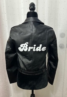 Black faux leather Bride jacket, Black pleather bride jacket, size Small